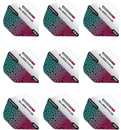 RED DRAGON Peter Wright Snakebite Hardcore Premium Weiß und Regenbogen Dartflug - 3 Set pro Packung (insgesamt 9 Dart-Flights)