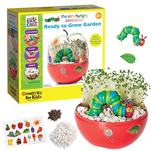 Creativity for Kids The Very Hungry Caterpillar: Ready to Grow Garden - Spring Crafts | Science Terrarium Kit Inspired from The World of Eric Carle Books, Education Gifts for Kids (Ages 6+)