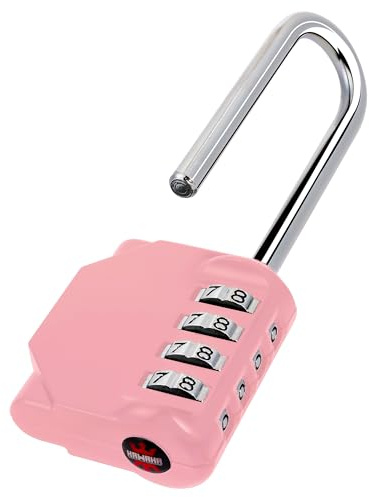 KAWAHA CL21RQ - Candado de combinación de grillete de 2.6 pulgadas de largo, juego de candado de combinación de 4 dígitos, tu propia combinación para cerradura de gimnasio, escuela, puertas, caja de