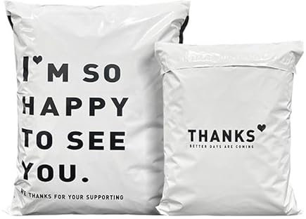Versandtaschen 50Pcs Weiße Farbe Verdicken Express Tasche Druck Wasserdichte Kleidung Paket Verpackung Taschen Umschlag Kurier Beutel (Color : 38x52cm 50pcs)