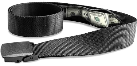 ZONADAH Cintura di sicurezza regolabile da viaggio con scomparto nascosto per denaro cintura per gli uomini unisex cintura tattica portafoglio tasca nera