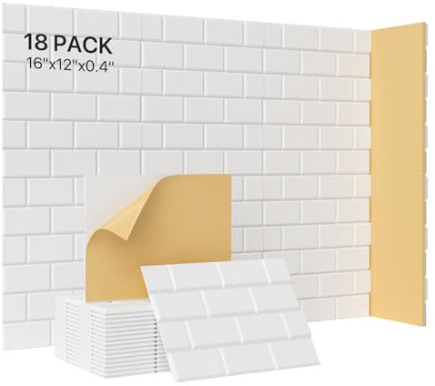 Paneles Acusticos Autoadhesivo, 18 Piezas, 30x40x0,9cm, Paneles Insonorizacion para Pared, Puerta, Techo, Absorción de Eco y Reducción de Ruido, Studio, Hogar, Decoración de Juegos, Blanco