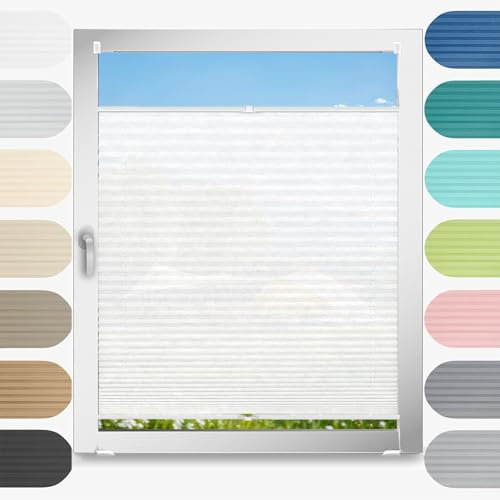 Plissee Plisseerollo Klemmfix Ohne Bohren 30 x 125 cm, Sonnenschutz Easyfix Lichtdurchlässig, Jalousie Easyfix Rollo Jalousie Faltrollo, Plisseerollo Sichtschutz, für Fenster & Tür, Weiß