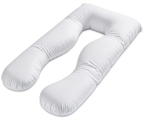 Relleno de Almohada embarazo 135cm – Cojin para dormir de lado Perfecta para mejorar el descanso Aliviar la espalda y piernas Ideal para maternidad Forma en U