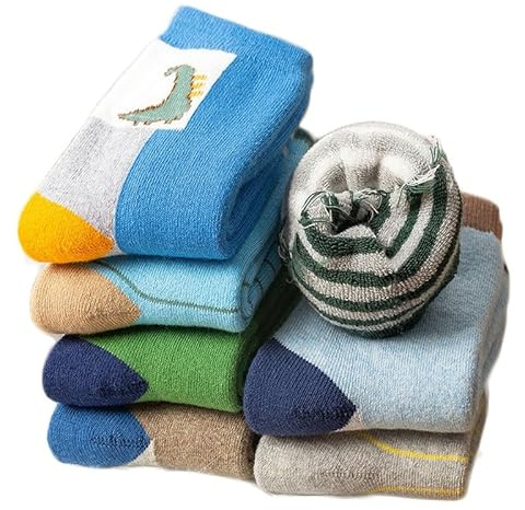 Yolhloy Chaussettes Chaudes Pour Enfants Garçons et Filles Mérinos Laine Chaussettes Épaisses Doublées de polaire Soquettes en Coton Hiver Chaussette Thermiques 5 Paires