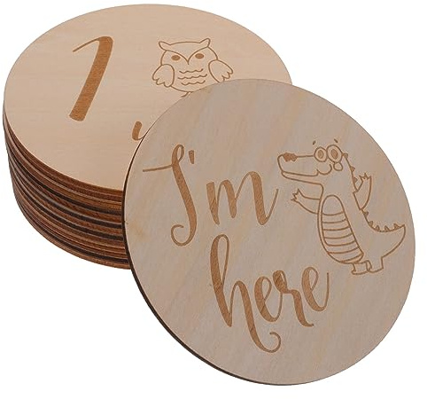 ifundom 14 Stück Monatskarten für Neugeborene Holzkarten mit Tiermotiven für Babyfotos und Dekoration im Babyzimmer