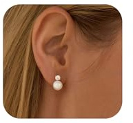 FUNEIA Perlen Ohrringe Silber 925 Damen Weiße Süßwasserperlen Stecker Gold | Ohrstecker Gold Silber Stecker Ohrringe mit Perle Wasserfest Hypoallergene Modeschmuck für Frauen Mädchen Braut Geschenk
