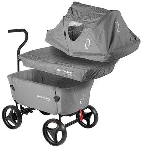 Combideal CD2: Beachwagon LITE® ljusgrå, (95 x 65 x 112 cm) Robust lastkapacitet 80 kg, robusta hjul. Säker, vikbar och tvättbar Extra förvaringsutrymme med hus, madrass, badkarsskydd och barnstol