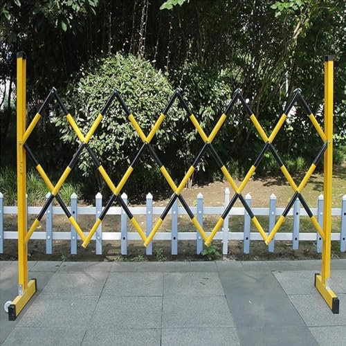 asdchZen Verkehrszaun, Ausziehbare Metallbarrikade, Flexibler Zaun, Mobiles Absperrtor, Einziehbares Einfahrtstor Mit Poller,Black,120x300cm