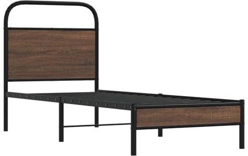 vidaXL Sängram utan madrass brun ek 75x190 cm konstruerad trä