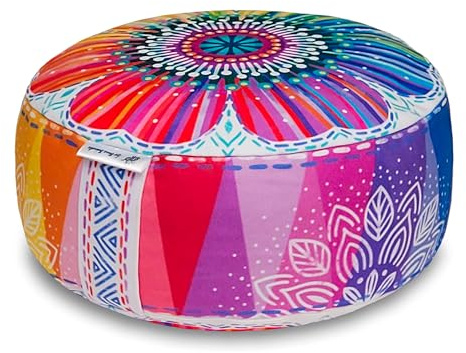 Bine Brändle Mandala, cuscino da meditazione, cuscino da yoga, cuscino da pavimento, altezza seduta ideale 15 cm, cuscino interno con imbottitura in farro regolabile, certificato GOTS, rivestimento in
