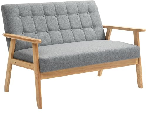 HOMCOM Sillón Individual Sofá Individual Respaldo Acolchado Gris Claro