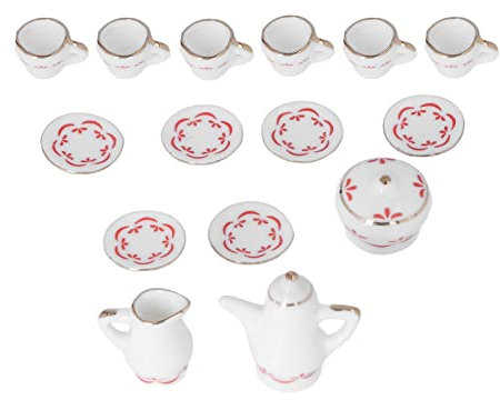 Juego de tazas de té de cerámica en miniatura 1:12 de porcelana de simulación para decoración de casa de muñecas