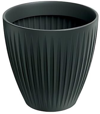 Kreher® Runder XXL Pflanzkübel Blumenkübel Übertopf 'Latia' aus robustem Kunststoff in Anthrazit. Zeitloses, ästehtisches Design, in verschiedenen Größen. Robust und pflegeleicht. (1, XL)