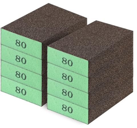Romeda 8-Pack Sandpaper Block, 80 Grits Washable and Reusable Handmade Sanding Sponge, Drywall Sandpaper Blocks for Wooden Drywall Sheetrock and Metal Glazing