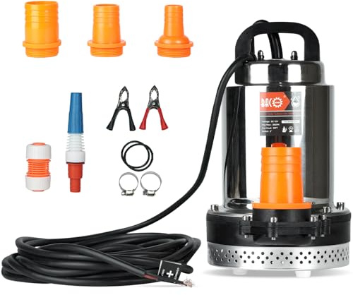 BACOENG Pompe à Eau DC 12V Pompe Immergée Solaire avec 3 Connecteurs pour Piscine Étang Arrosage