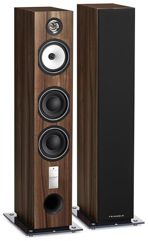 Triangle - Enceinte Colonne Hi-FI Antal EZ - Puissance Admissible 120W - Rendement 92 DB/W/m – Polyvalente Musique et Home-Cinéma - 200 x 1090 x 345 mm (Chataigner, Paire)