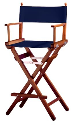 ZStyle Sedia Regista Sgabello Pieghevole Leggera Portatile Director Make Up Hotel Ristorante Casa Veranda Bar Trucco Legno Di Faggio Tessuto Alta Truccatrice Richiudibile (Fusto mogano - Tela blu)