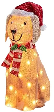 Muiltvoe Light Up Christmas Garden Stakes with Light String LED Lighted Cute 2D Acrylic Dog Yard Stake Christmas Decorations Outdoor for Farmhouse, Garden, Patio, Lawn (Dog 2, 35 * 20 * 0.3cm)