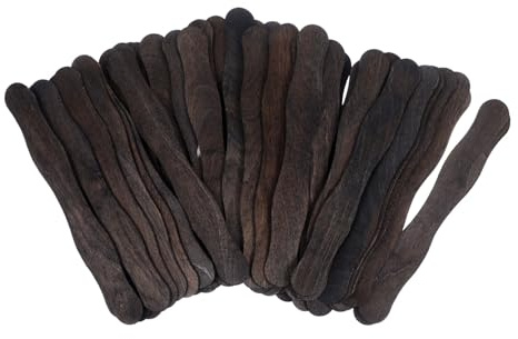 GLSTOY 50 Piezas Unidades Palitos de Madera para Manualidades DIY Palos de Helado Negros Accesorios para Pintar Fans y Decoración Material Creativo
