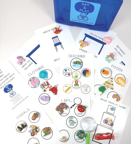 Speech Therapy Task Box with Objects and Language Cards for Describing, Spatial Concepts, I Spy Activities, Educational Learning Tasks