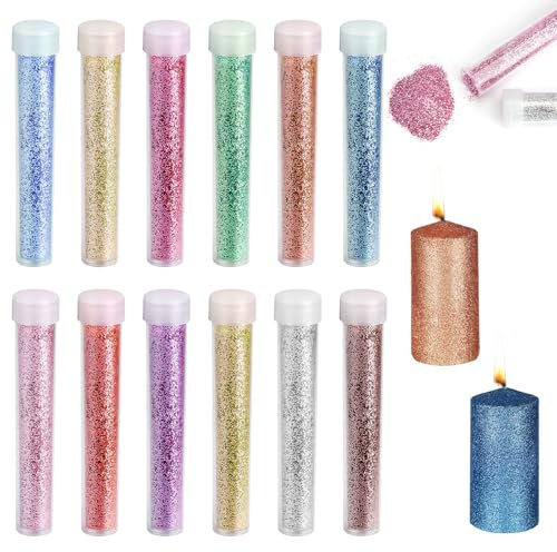 HENGBIRD 24 Tuben Glitzer Set – Feines Glitzer Basteln Zum Basteln, Harz & Nägel – 12 Farben Extra Feiner Bastelglitzer, Glitzerpulver Zum Basteln & Festival Gesicht, Glitter Staub für Deko Harz