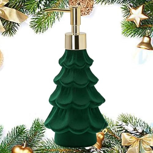 Weihnachtsbaum-Seifenspender mit Pumpe, Weihnachtsdekoration, Harz, Flüssigseifenspender, dekorative Handpumpe, nachfüllbar, Seifenspender, auslaufsicher, dekorative Pumpflasche für Küche, Dusche