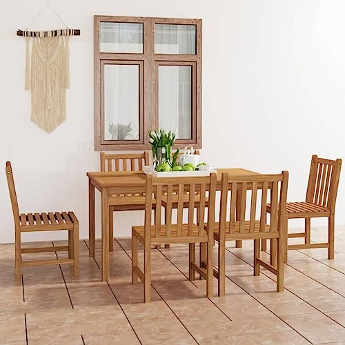 Frdhee Bistroset Outdoor Sitzgruppe Möbelset,7 teiliges Garten ESS Set 150 x 90 cm Massivholz Teak,Lounge Set Für Balkon Terrasse Garten,Vielseitig