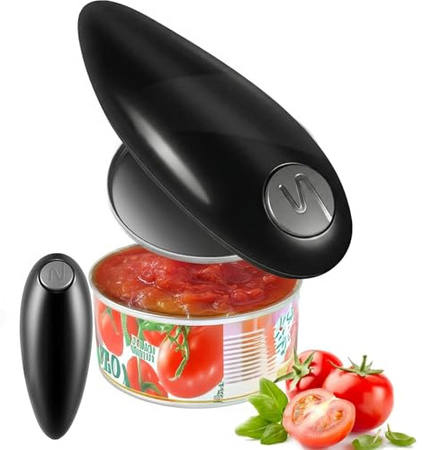 Electric Can Opener, One Touch Automatic Hand Free Safe for Seniors | One Touch Automatic Hand Free Operation. No Sharp Edges, Safe for Arthritis and Seniors. Easy for Housewives, Cooks. Black.