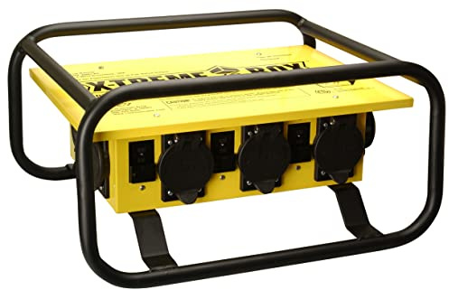 Southwire Temporary Power Box - Rugged 14-Gauge Steel for Jobsite Power - GFCI Protected - UL 943 Compliant - Flame & Impact Resistant - 50A 125/250V X-Treme Box 6-5-20 U-Ground/Straight Blade