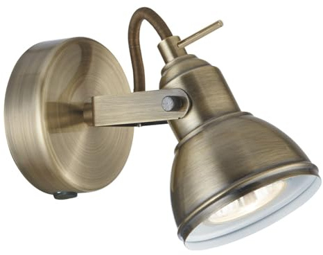 Searchlight Industrial 1 LT Antique Brass Spotlight, 50 W, Antique Brass