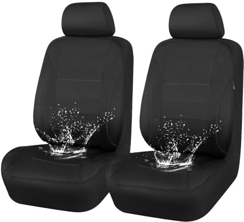 CAR PASS Neoprene EVA Waterproof car seat Covers Front Seats Only, Universal fit for SUV Vehicles Automotive with 5mm Composite EVA Inside,Airbag Compatible (Two Seats, Black and Black)