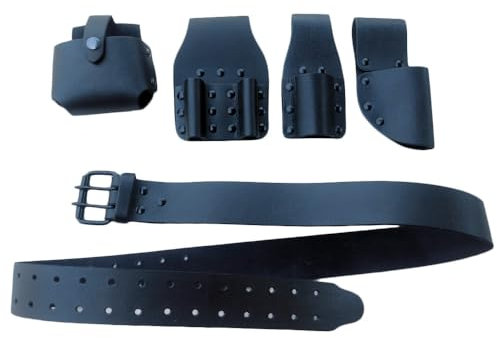 Juego de herramientas de cuero BBI para andamio, cinturón 5 en 1, doble + llave individual, soporte de cinta de nivel