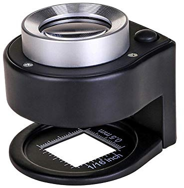 Bysameyee 30X Loupe Illuminée, 6 Lumières Bureau Loupe en Métal Portable Échelle Pliante Échelle Boucle pour Textile Optique Bijoux Outil Pièces Monnaie Timbres Monnaie Gemmes