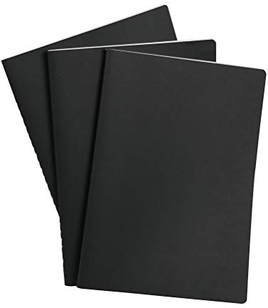 3 st A4 skissböcker, klassiska anteckningsblock, tom anteckningsbok med lock, häftat anteckningsblock, tomma ritblock med svart mjukt omslag för att skriva, rita