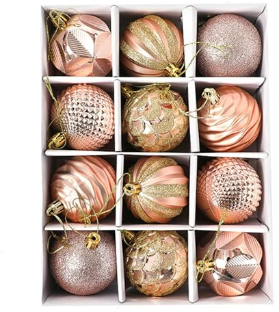 12er Set edle Weihnachtskugeln Ø 6cm Weihnachtsbaum Kugeln Christbaumkugeln Weihnachts-Deko Christbaum-Schmuck (Gold)