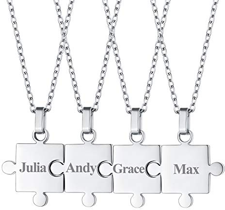 FaithHeart Personalisierte Puzzle Kette für Herren Damen Edelstahl DIY BFF Anhänger Kette Freundschaftskette Couple Kette mit Geschenkebox für Weihnachten Geburtstag