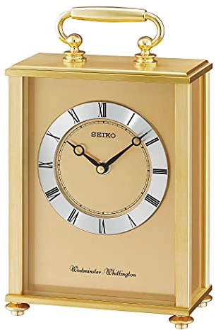 SEIKO QHJ201GLH Dual Chimes Parlor Mantel Clock, Gold, 10 x 6 Inches