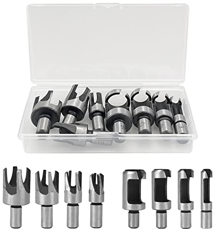 8stk Holz Plug Cutter Set Rundschaft Kohlenstoffstahl Klaue Konische Bohrer Set Klaue Kork Bohrer Lochsäge Werkzeug Zapfenbohrer Cutter, für Holzbearbeitung Tür Fenster Kabine (6/10/13/16mm)