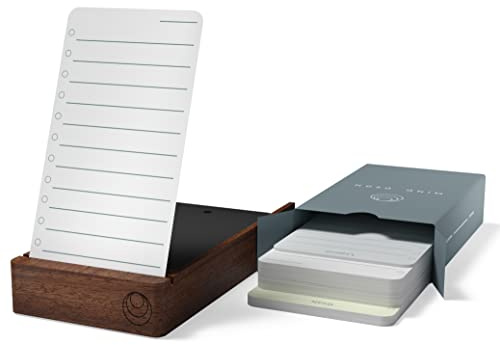 Planificateur quotidien non daté - Bloc-notes avec support en noyer - 120 cartes de liste de contrôle, 10 cartes d'objectifs - Bloc-notes parfaits pour le bureau ou l'école - Accessoires de bureau