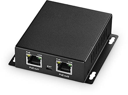 Gigabit Poe Extender, 1 Poe Input, 2 Poe Outputs, Powered by ieee802.3af/at Poe, Ethernet 10/100/1000Mbps, Metal Mini Wall Poe Extender/Syringe/Network Extender