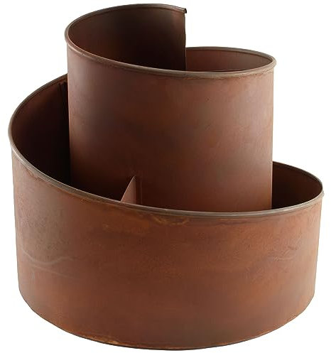 FINNAS Kräuterspirale Kräuterschnecke Kräuterbeet Pflanztreppe Kräuterampel Gartendekoration Pflanzspirale Blumentreppe Edelrost für Innen- und Außenbereich geeignet ca. 38x38x36cm (LxBxH) braun