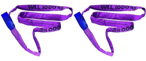 Braun GmbH Braun 10021RS Rundschlinge 1000 kg Tragkraft, 2 m Umfang, endlos mit Polyesterkern, violett (Packung mit 2)