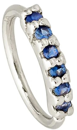 Jewelry Avalanche 20G 14K White Gold Nose Hoop Ring 6-Stone Blue Sapphire Gemstone Nose Ring 6mm Cartilage Hoop Helix Ring Tragus Ring Unisex September Birthstone Nose Ring NH6PR12-SPWG