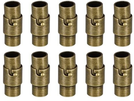 QUARKZMAN Leder Kordel Endkappen Armband Verschluss, 10 Stück 5mm Loch Magnetische Verschlüsse für Lederband, Kordel Endkappenn Verschluss für Armbänder Schmuckherstellung Basteln, Bronze