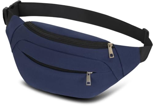 Bauchtasche für Damen Herren Gürteltasche Hüfttasche Doggy Bag Outdoor Sport Groß Handytasche Umhängetasche Camping Fitness Fahrrad Geld Pouch Pack (Navy Blau)