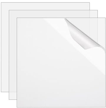 FAAING 3 Lastre acrilico quadrate 30 x 30 cm, spessore 3 mm pannelli in vetro acrilico trasparente, piastra di plastica quadrata, per cornici, Pittura, esposizioni di progetti, espositore da tavolo