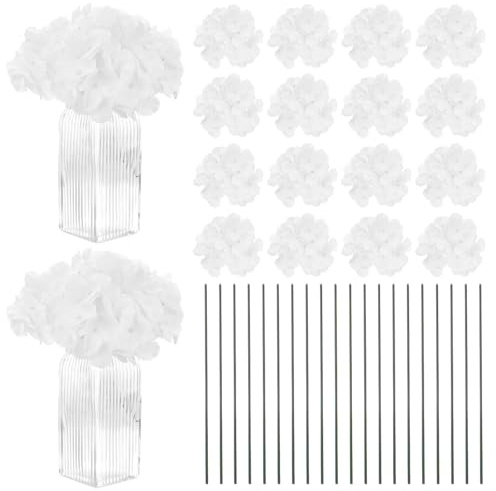 M METERXITY 40-Pack Silk Hydrangea Flowers, Artificial Flowers, White | Full Hydrangea, with 40pcs Stems, For Home Decor, Wedding, Christmas, DIY, Party, Garden