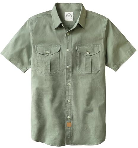 Dubinik® Chemise Homme Manches Courtes Stretch Regular Fit Casual Travail Double Pochette Coton Bouton