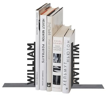 Personalisierte Namens-Buchstützen, Dekorative Buchstützen aus Metall für Regale, Individueller Nachname Bücherregalhalter für Zuhause Büro Studienzimmer, Schreibtisch-Buchorganisator